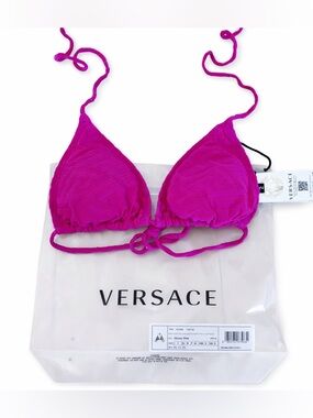 Versace Fuchsia Triangle Bandeau Bikini Top